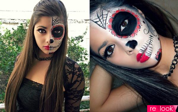 Соска разрисовала лицо для Хэллоуина и получила болт извращенца в киску